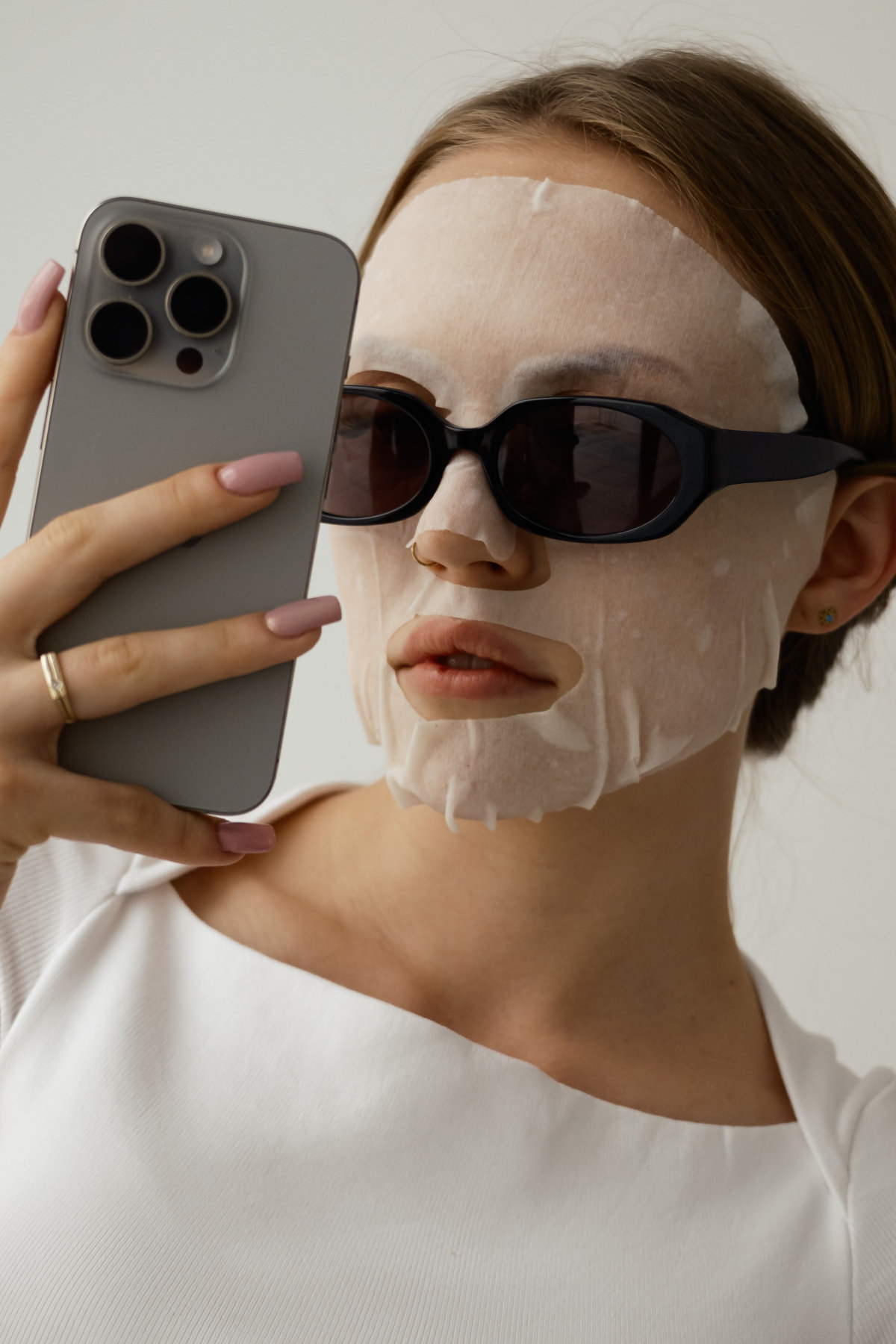 Content creator recording a skincare routine